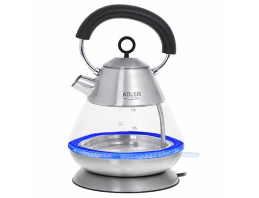 Virdulys Adler Kettle AD 1282 Electric, 1850 W, 1.5 L, Glass/Stainless steel, 360° rotational base, Inox