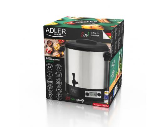 Multifunkcinis puodas Adler Electric pot/Cooker AD 4496 Stainless steel/Black, 28 L, Lid included