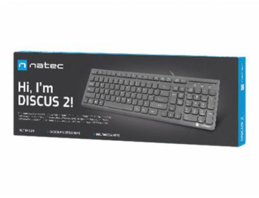 Klaviatūra Natec Keyboard Discus 2 Slim Wired, US Layout, USB 2.0, Black