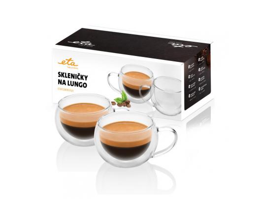Puodeliai ETA Lungo cups ETA518091010 skirta coffee, 2 vnt, Dishwasher proof, Glass