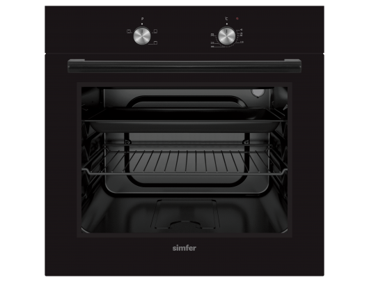 Orkaitė Simfer Oven 8004AERSP 62 L, 4 (0+3) Function, Easy to Clean, Mechanical control, Height 60 cm, Width 60 cm, Black