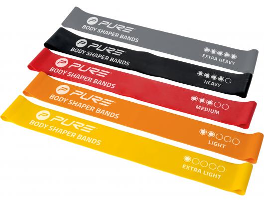 Gumos Pure2Improve Resistance Bands Set of 5 Black, Grey, Orange, Red, Yellow, Foam, Rubber