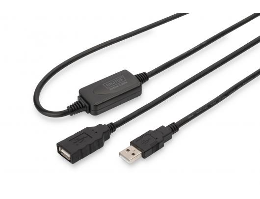 Kabelis Digitus Active USB 2.0 Repeater/Extension Cable DA-73100-1 10 m, Black