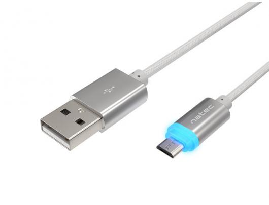 Kabelis Natec Prati, USB Micro to Type A Cable 1m, LED, Silver