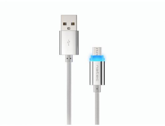 Kabelis Natec Prati, USB Micro to Type A Cable 1m, LED, Silver
