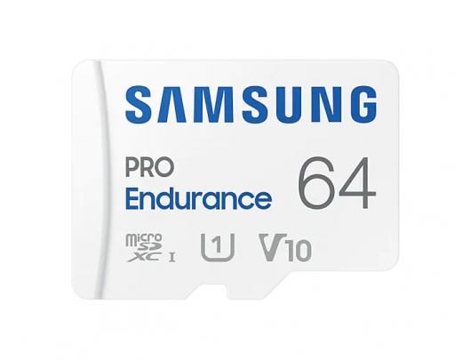 Atminties kortelė Samsung PRO Endurance MB-MJ64KA/EU 64 GB, MicroSD Memory Card, Flash memory class U1, V10, Class 10, SD adapter