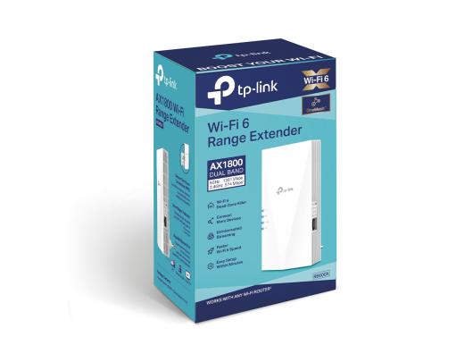 Belaidės prieigos taškas TP-LINK AX1800 Wi-Fi 6 Range Extender RE600X 802.11ax 2.4GHz/5GHz Ethernet LAN (RJ-45) ports 1 MU-MiMO Yes no PoE Antenna ty