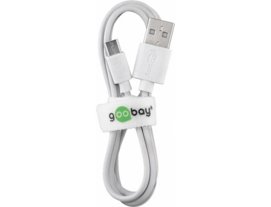 Kabelis Goobay Micro USB charging and sync cable 43837 White, USB 2.0 micro male (type B), USB 2.0 male (type A)