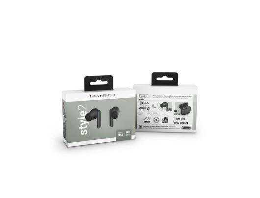 Ausinės Energy Sistem Earphones True Wireless Style 2 Graphite (True Wireless Stereo, BT 5.1, Deep Bass, Charging Case)