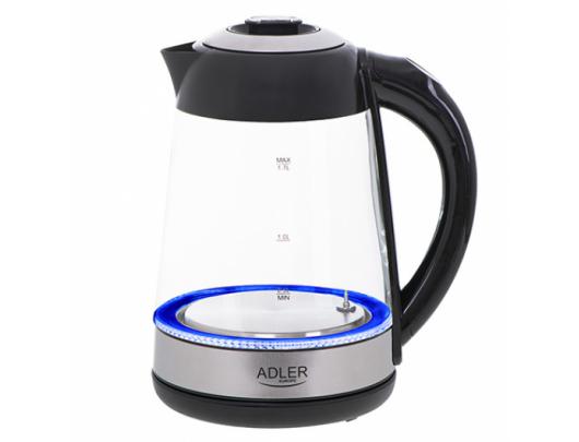 Virdulys Adler Kettle AD 1285 Electric, 2200 W, 1.7 L, Glass/Stainless steel, 360° rotational base, Grey