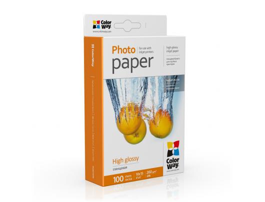 Foto popierius ColorWay Photo Paper 	PG2601004R Glossy, White, 10x15 cm, 260 g/m²