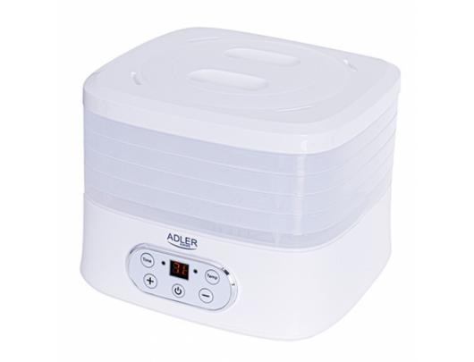 Vaisių džiovyklė Adler Food Dehydrator AD 6658 Power 230 W, Number of trays 5, Temperature control, Integrated timer, White