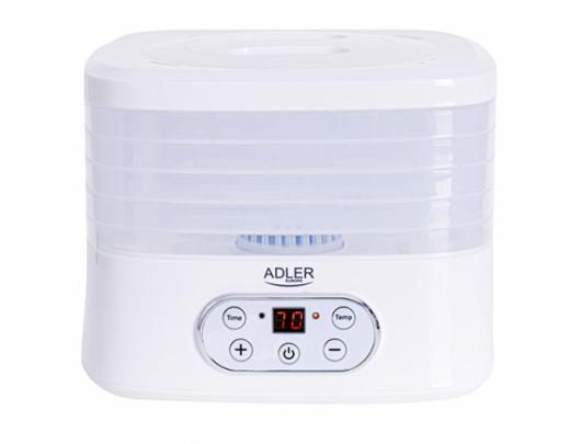 Vaisių džiovyklė Adler Food Dehydrator AD 6658 Power 230 W, Number of trays 5, Temperature control, Integrated timer, White