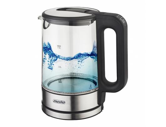 Virdulys Mesko Kettle MS 1301b Electric, 1850 W, 1.7 L, Glass/Stainless steel, 360° rotational base, Black