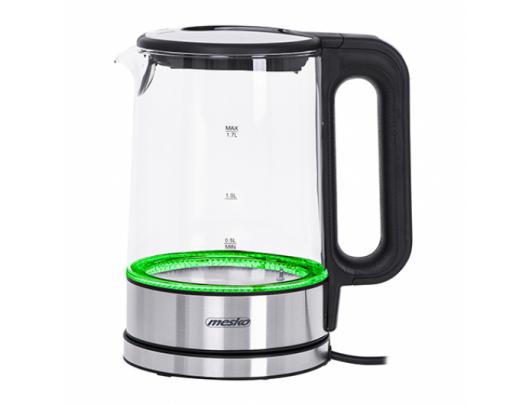 Virdulys Mesko Kettle MS 1301b Electric, 1850 W, 1.7 L, Glass/Stainless steel, 360° rotational base, Black