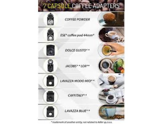 Kapsulinis kavos aparatas Camry Multi-capsule CR 4414 19 bar slėgis, malta kava/9 tipų kapsulės, 1450 W