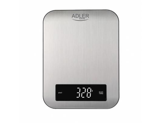 Virtuvinės svarstyklės Adler Kitchen scale AD 3174	 Maximum weight (capacity) 10 kg, Graduation 1 g, Display type LED, Inox
