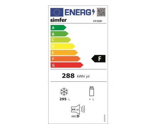 Šaldymo dėžė Simfer Freezer CF 3320 Energy efficiency class F, Chest, Free standing, Height 84 cm, Total net capacity 295 L, White