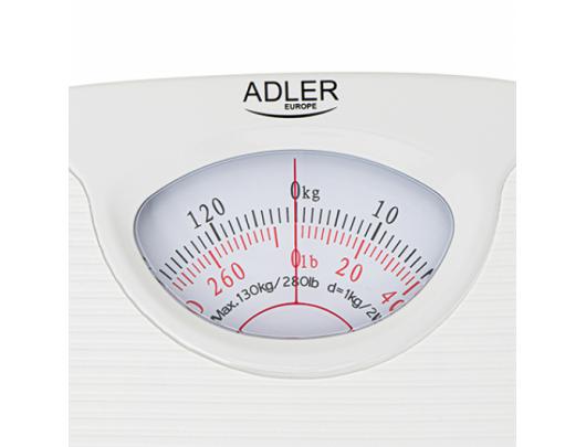 Svarstyklės Adler Mechanical bathroom scale AD 8151w Maximum weight (capacity) 130 kg, Accuracy 1000 g, White