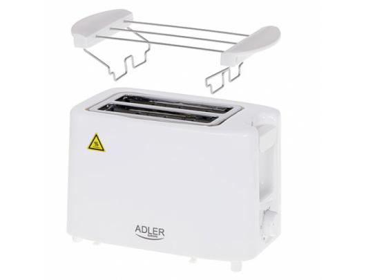 Skrudintuvas Adler Toaster AD 3223	 Power 750 W, Number of slots 2, Housing material Plastic, White