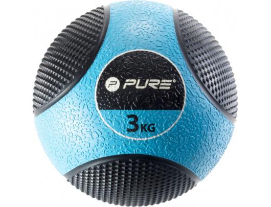 Kamuolys Pure2Improve Medicine Ball, 3 kg Black/Blue, Rubber
