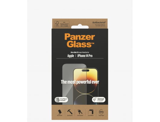 Apsauginis stiklas PanzerGlass Apple iPhone 14 Pro Juodas Permatomas