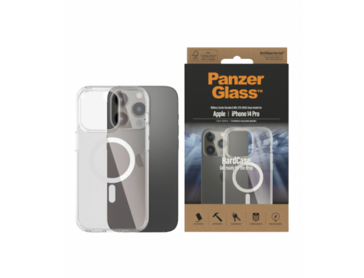 Dėklas PanzerGlass HardCase, MagSafe suderinamumas, Apple iPhone 14 Pro, permatomas