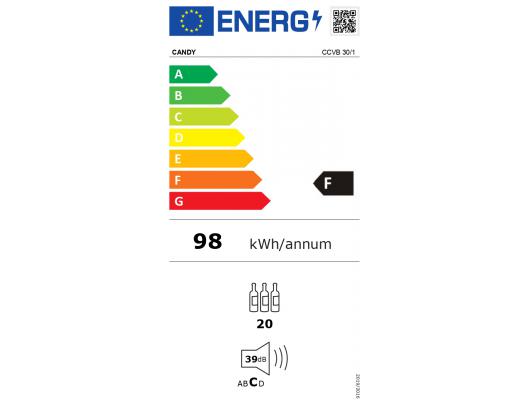 Vyno šaldytuvas Candy CCVB 30/1	 Energy efficiency class F, Free standing, Bottles capacity 20, Black
