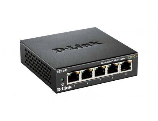 Komutatorius D-Link Ethernet Switch DGS-105/E	 Unmanaged, Desktop, 1GBps (RJ-45) ports quantity 5