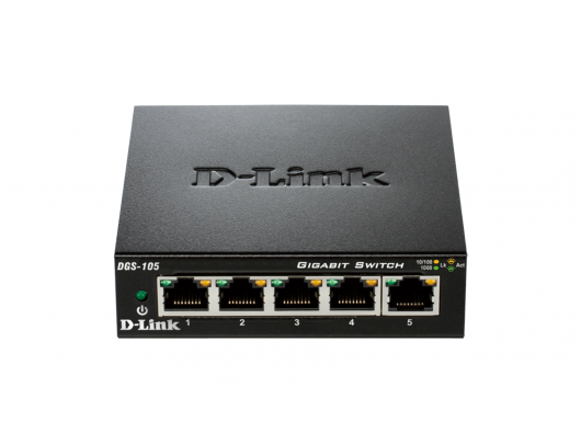Komutatorius D-Link Ethernet Switch DGS-105/E	 Unmanaged, Desktop, 1GBps (RJ-45) ports quantity 5