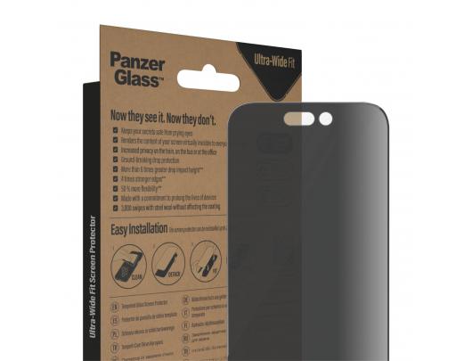 Ekrano apsauga PanzerGlass Screen protector, Apple, iPhone 14 Pro, Glass, Black, Privacy