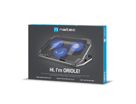 Nešiojamojo kompiuterio aušintuvas Natec Oriole 17.3 colių 27 cmx27 cmx2.5 cm 740 g