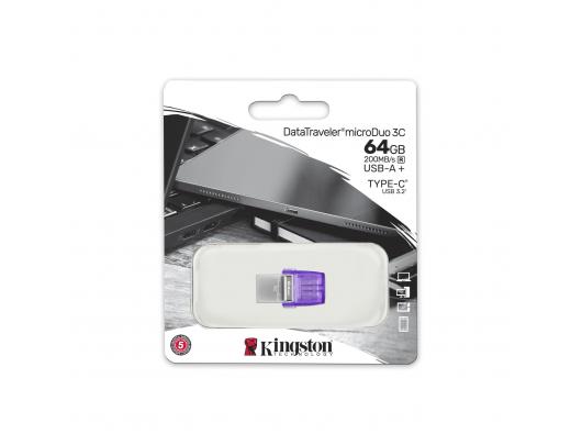 USB raktas KINGSTON 64GB DT Micro Duo 3C USB, Dual interface USB Type-C and Type-A