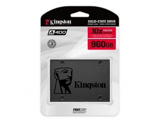 SSD diskas Kingston SSD A400 960GB, SSD form factor 2.5", SSD interface SATA Rev 3.0, Write speed 450 MB/s, Read speed 500 MB/s