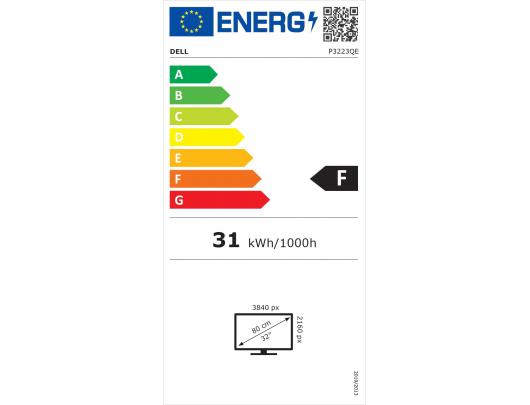 Monitorius Dell LCD Monitor P3223QE 31.5", IPS, 4H UHD, 3840x2160, 16:9, 8 ms, 350 cd/m², White, 60 Hz, HDMI ports quantity 1