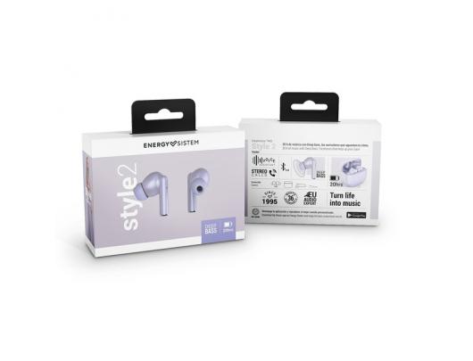 Ausinės Energy Sistem Earphones True Wireless Style 2 Violet (True Wireless Stereo, BT 5.1, Deep Bass, Charging Case)