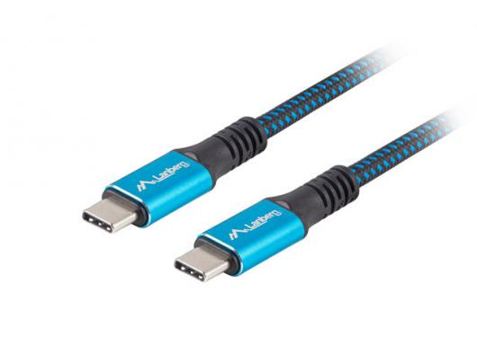 Kabelis Lanberg USB-C to USB-C Cable, 0.5 m 8K/30Hz, Black/Blue