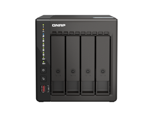 Diskų masyvas QNAP 4-Bay desktop NAS 	TS-453E-8G Up to 4 HDD/SSD Hot-Swap, J6412 Quad-Core, Processor frequency 2.6 GHz, 8GB, 2xHDMI 1.4b, 2x M.2 2280