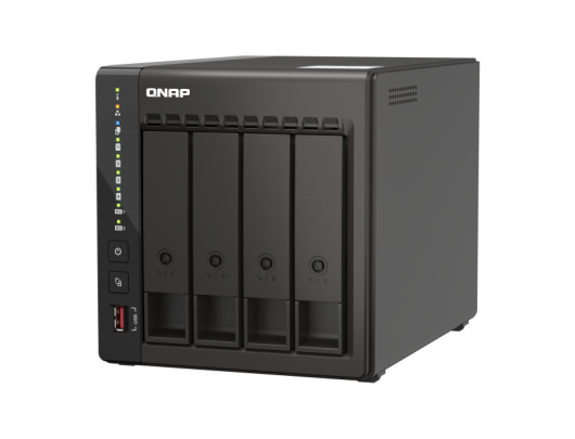 Diskų masyvas QNAP 4-Bay desktop NAS 	TS-453E-8G Up to 4 HDD/SSD Hot-Swap, J6412 Quad-Core, Processor frequency 2.6 GHz, 8GB, 2xHDMI 1.4b, 2x M.2 2280