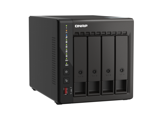Diskų masyvas QNAP 4-Bay desktop NAS 	TS-453E-8G Up to 4 HDD/SSD Hot-Swap, J6412 Quad-Core, Processor frequency 2.6 GHz, 8GB, 2xHDMI 1.4b, 2x M.2 2280