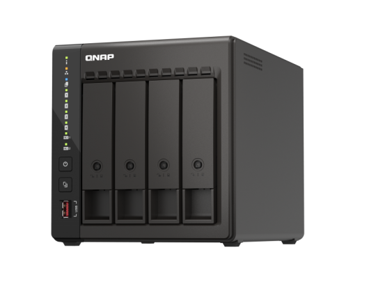 Diskų masyvas QNAP 4-Bay desktop NAS 	TS-453E-8G Up to 4 HDD/SSD Hot-Swap, J6412 Quad-Core, Processor frequency 2.6 GHz, 8GB, 2xHDMI 1.4b, 2x M.2 2280