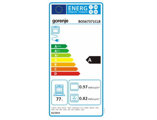 Orkaitė Gorenje Oven BOS67371CLB 77 L, Built in, EcoClean, Mechanical, Steam function, Height 59.5 cm, Width 59.5 cm, Black