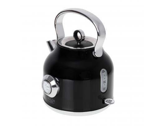 Virdulys Adler Kettle with a Thermomete AD 1346b Electric, 2200 W, 1.7 L, Stainless steel, 360° rotational base, Black