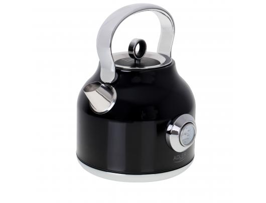 Virdulys Adler Kettle with a Thermomete AD 1346b Electric, 2200 W, 1.7 L, Stainless steel, 360° rotational base, Black