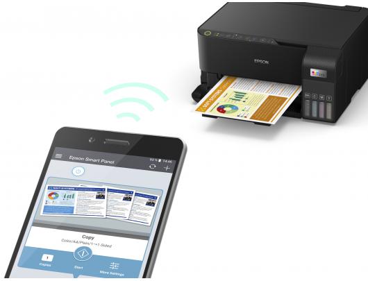 Rašalinis daugiafunkcinis spausdintuvas Epson Multifunctional printer EcoTank L3550 Contact image sensor (CIS), A4, Wi-Fi, Black