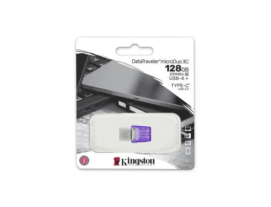 USB raktas Kingston DataTraveler DT Micro Duo 3C 128GB, USB Type-C and Type-A, Purple