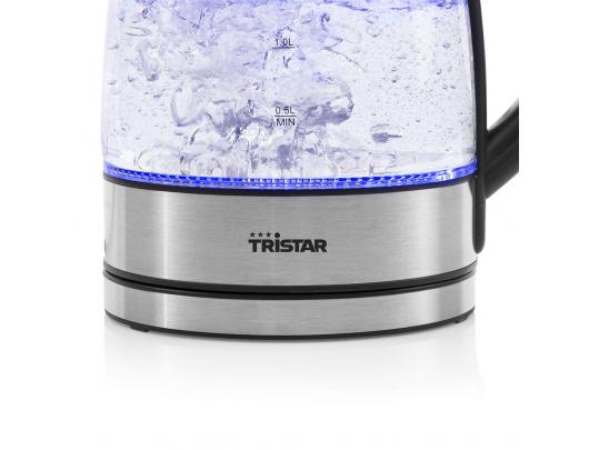 Virdulys Tristar Glass Kettle with LED WK-3377 Electric, 2200 W, 1.7 L, Glass, 360° rotational base, Black/Stainless Steel