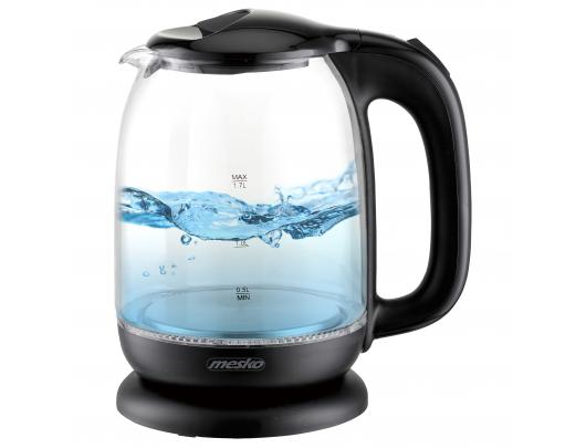 Virdulys Mesko Kettle MS 1302b Electric, 2200 W, 1.7 L, Glass, 360° rotational base, Black