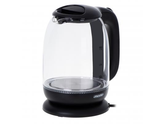 Virdulys Mesko Kettle MS 1302b Electric, 2200 W, 1.7 L, Glass, 360° rotational base, Black