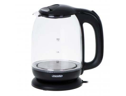 Virdulys Mesko Kettle MS 1302b Electric, 2200 W, 1.7 L, Glass, 360° rotational base, Black